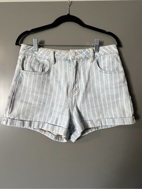 PacSun Striped Light Blue Women's Denim Shorts